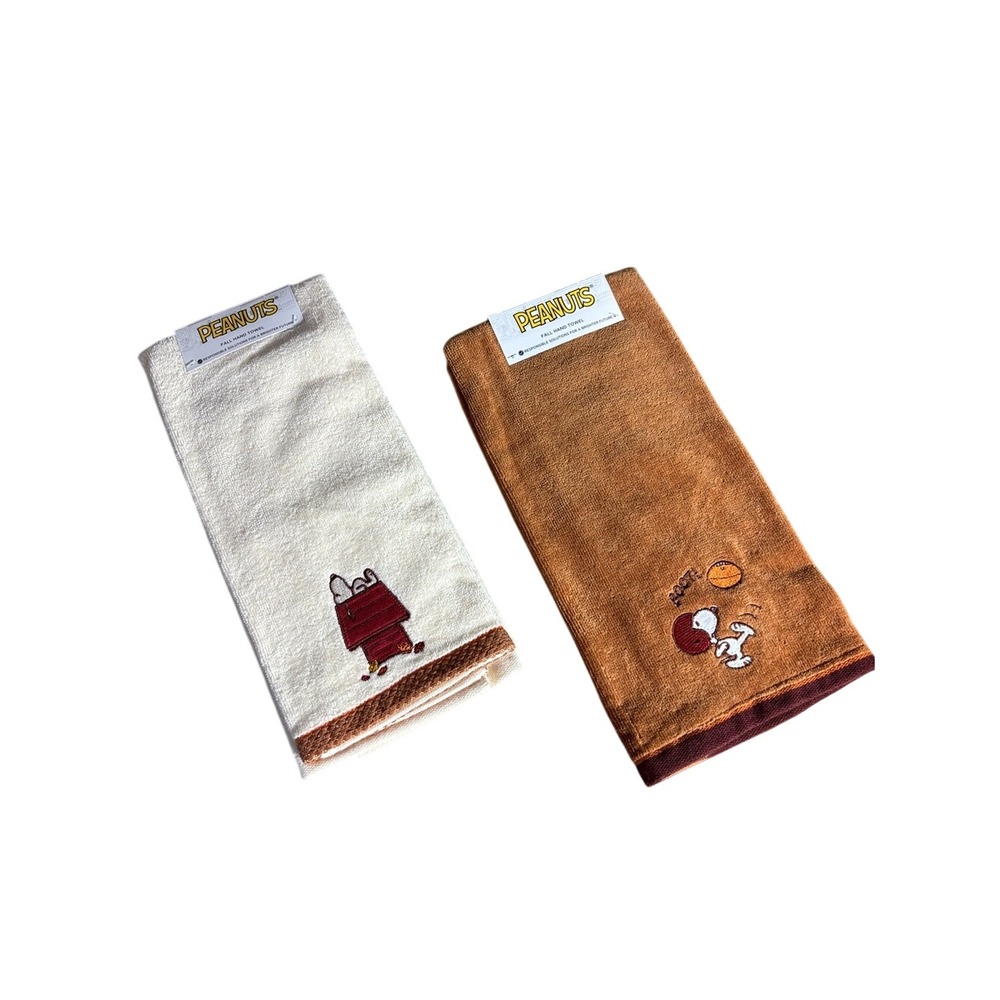 Peanuts Snoopy Fall Hand Towel Set: Football & Autumn Leaves 16"x25" GIFT NEW